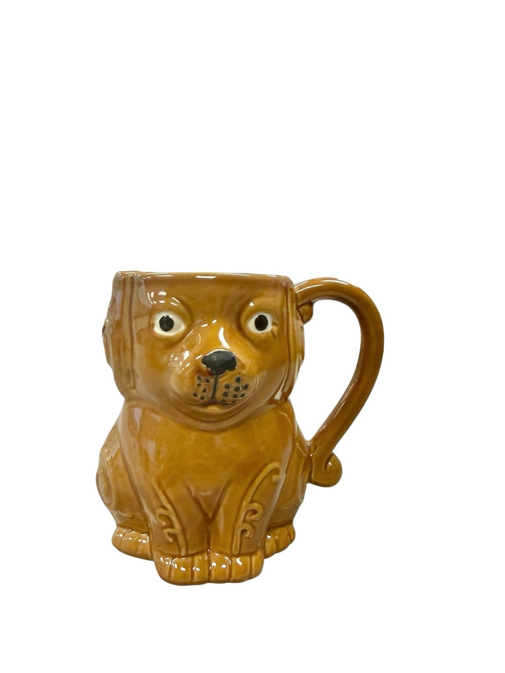 Adorable Brown Ceramic Dog-Shaped Mug